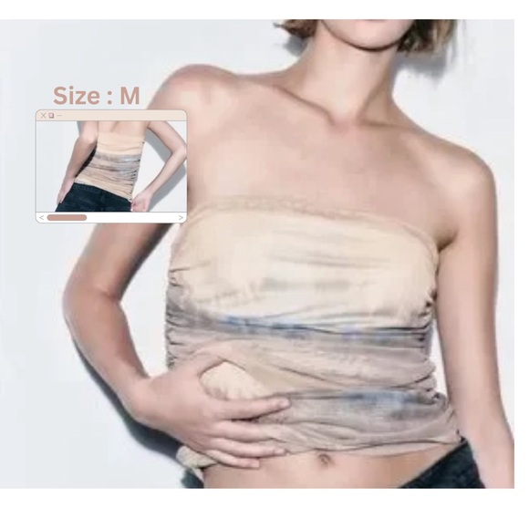 Zara Renaissance Ruched Strapless Tube Top - Picture 2 of 3